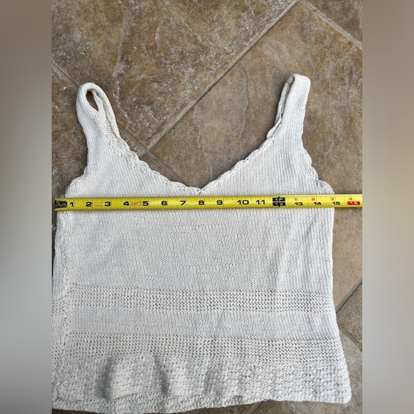 Handmade Womens Cream Crochet Knit Tank Top Soft Cottagecore Euro Summer Small - Picture 3 of 4
